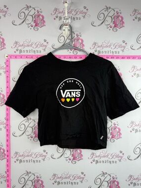 Vans shirt tee tshirt hearts Black Crop Tee with Rainbow Heart Accents